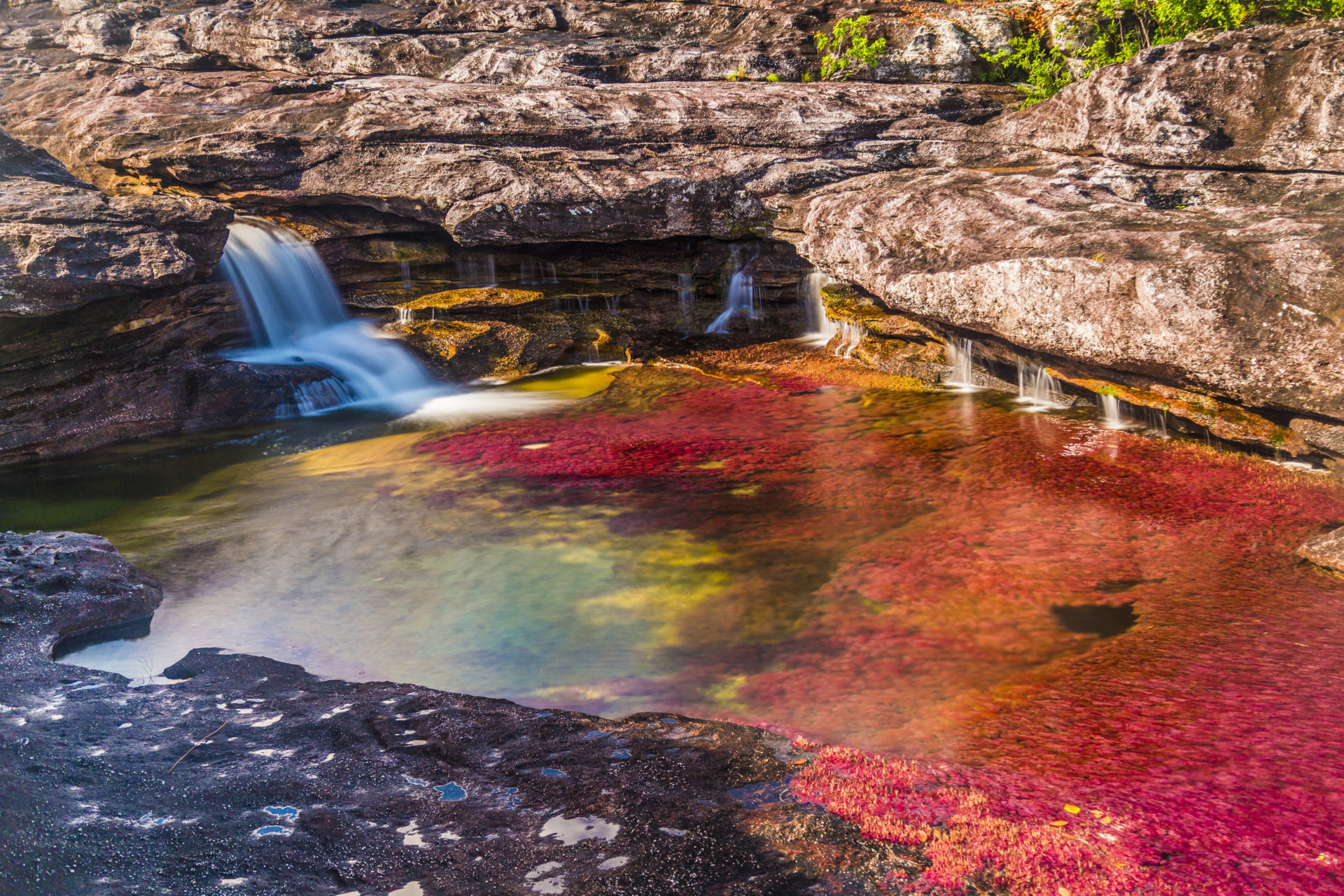 Rondreis Colombia, Caño Cristales, met waterval