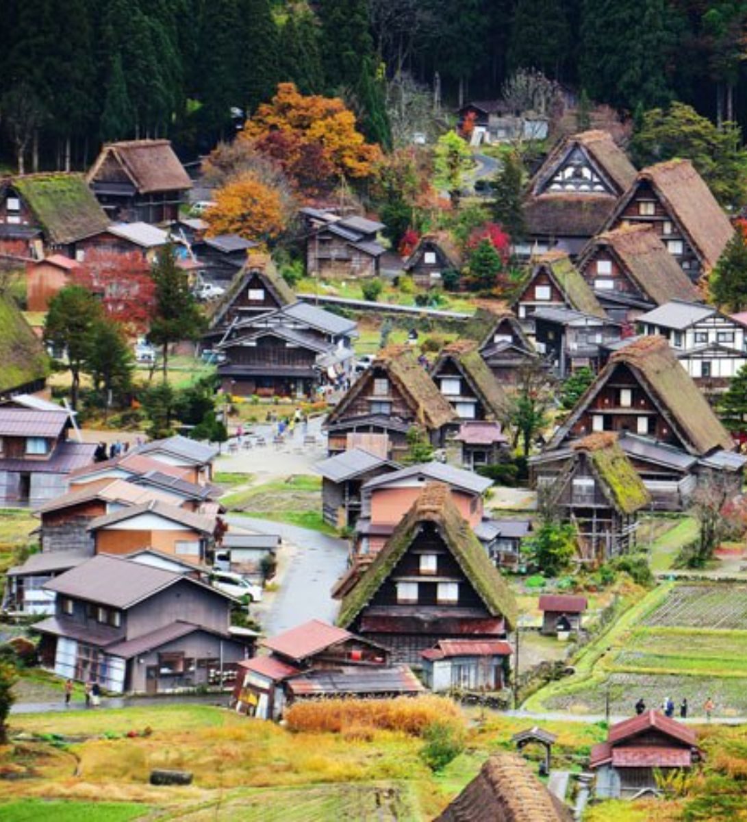 Rondreis Japan, Shirakawa-go, bovenaanzicht Shirakawa