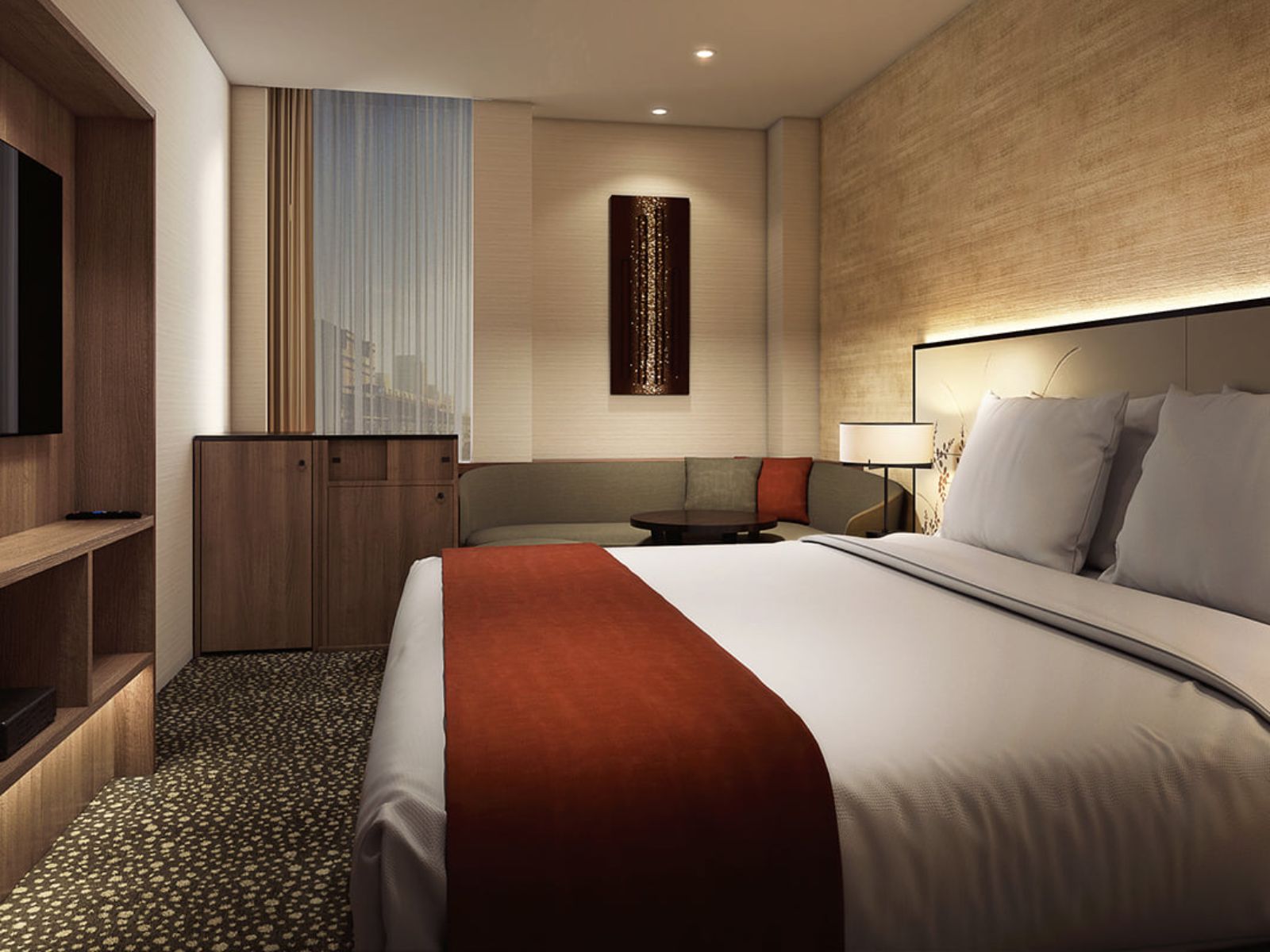 Rondreis Japan, Tokyo, Shiba Park hotel queen bed