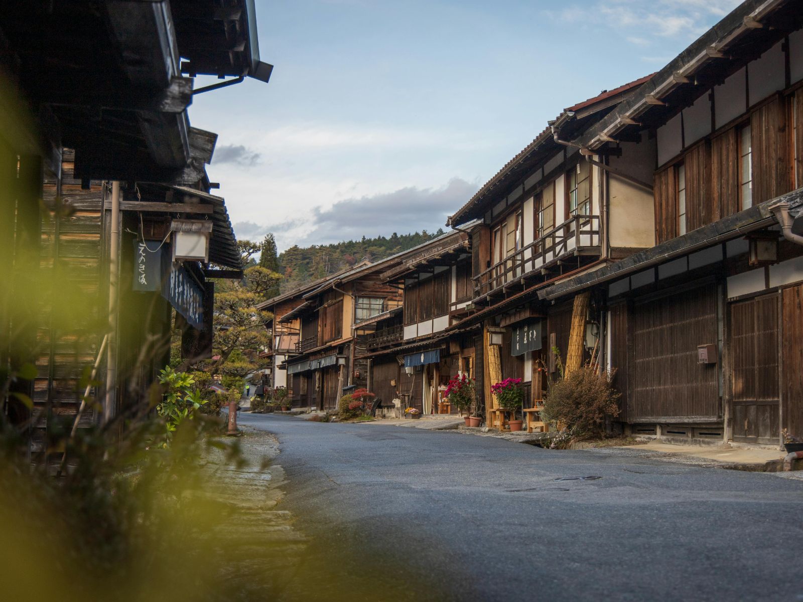Rondreis Japan, Tsumago Straat met huizen