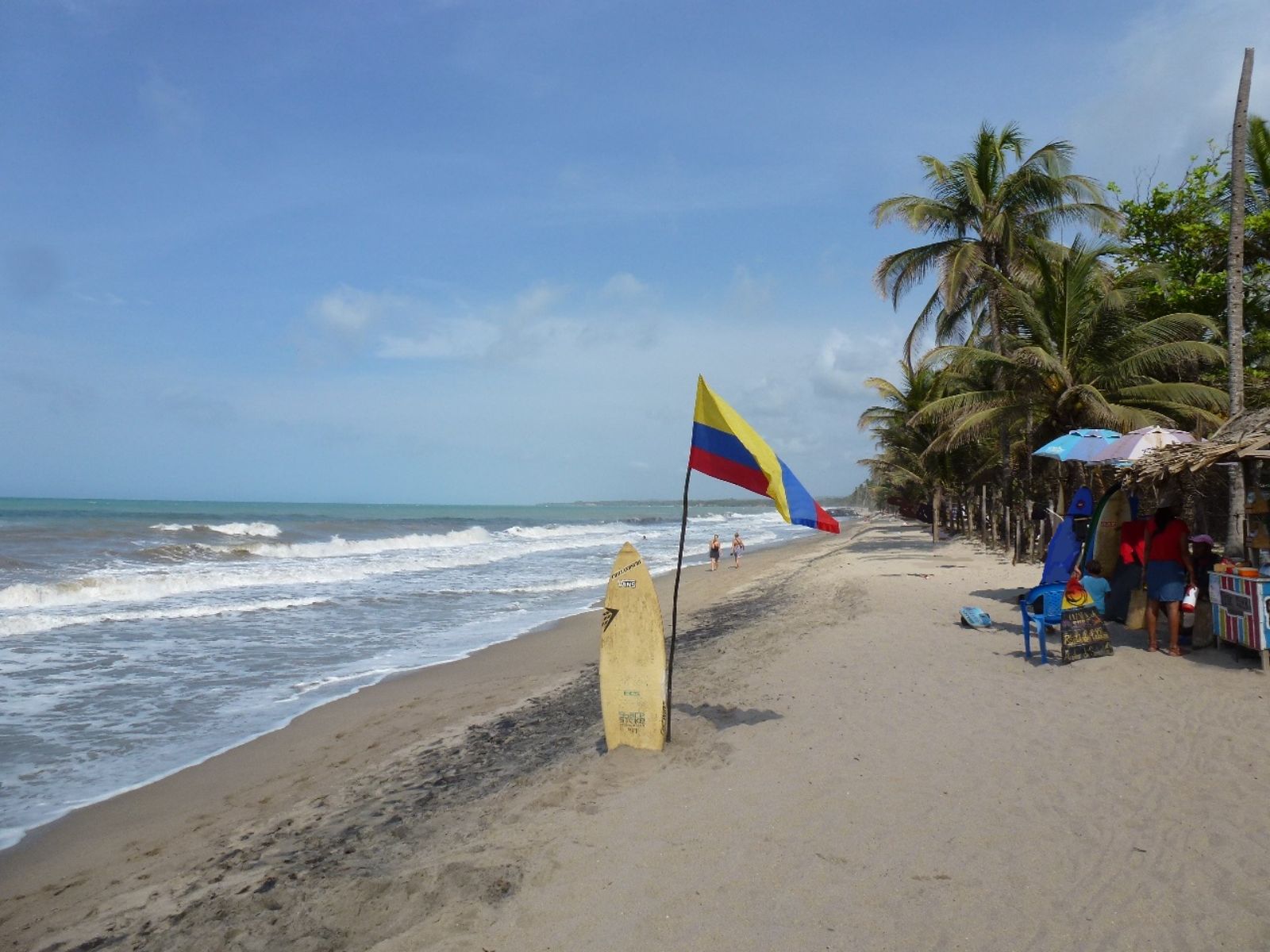 rondreis colombia, palomino surfbord met flag