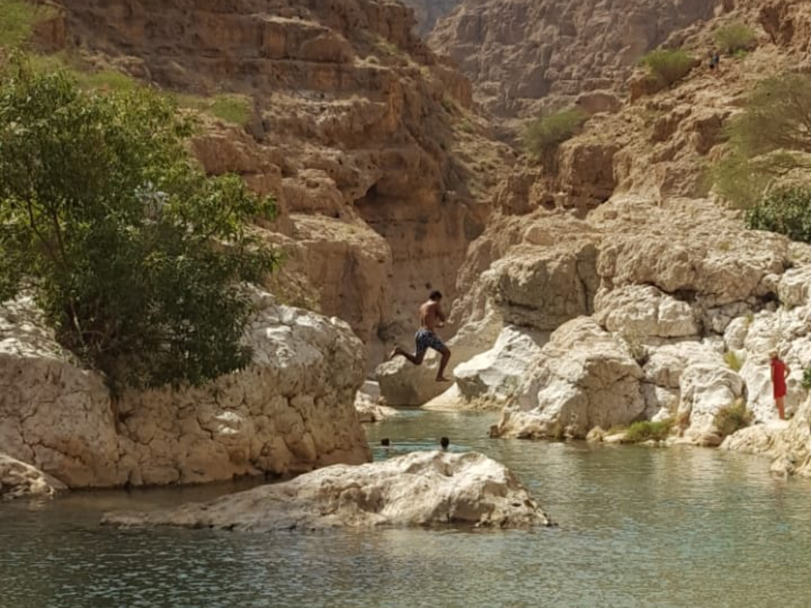 rondreis oman, wadi shab Zwemmen