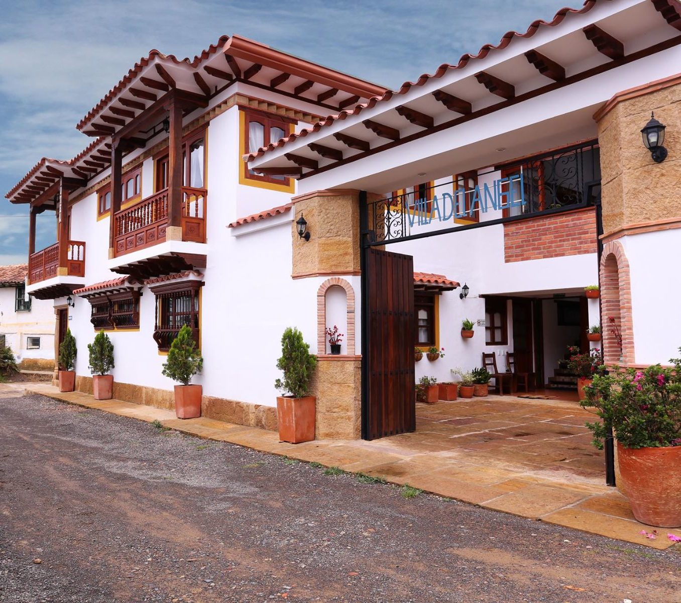 Rondreis Colombia, Villa de Leyva, Hotel Villa del Angel - buitenaanzicht