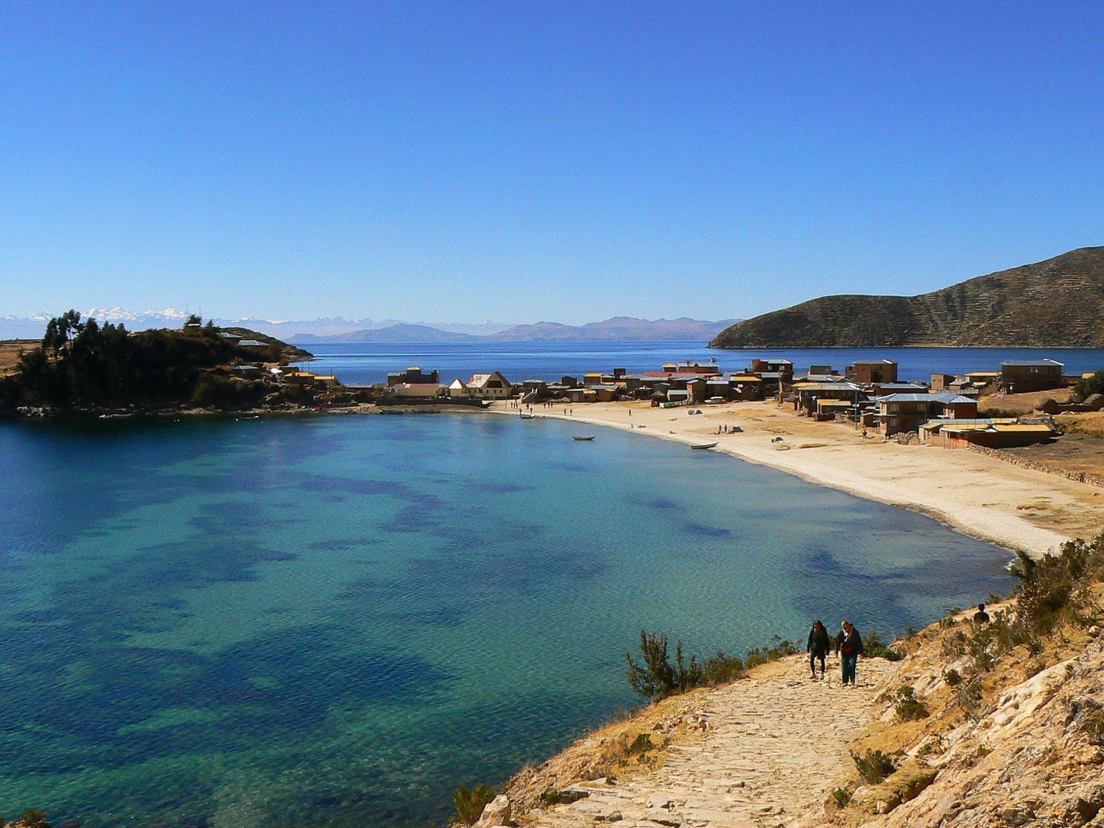 Rondreis Bolivia, Copacabana, zijaanzicht meer