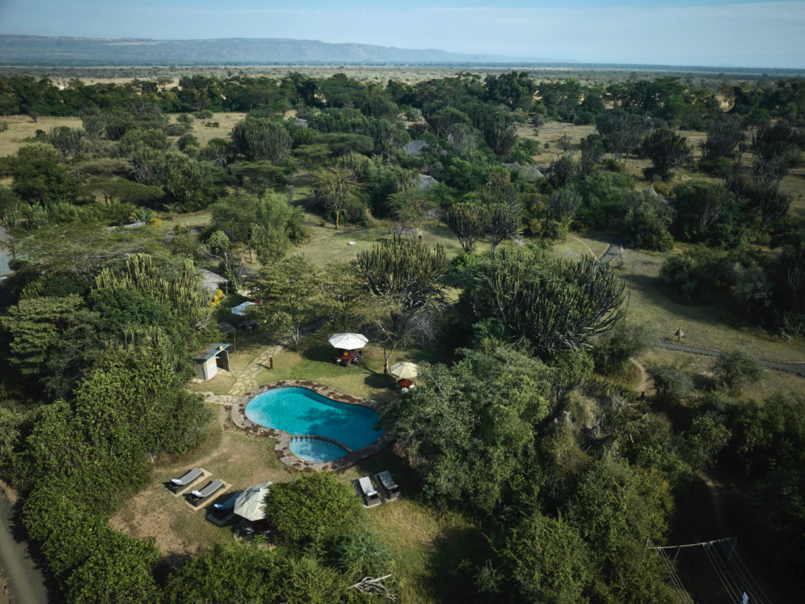 Rondreis Kenia, Lake Nakuru, Mbweha Camp, hotel bovenaanzicht