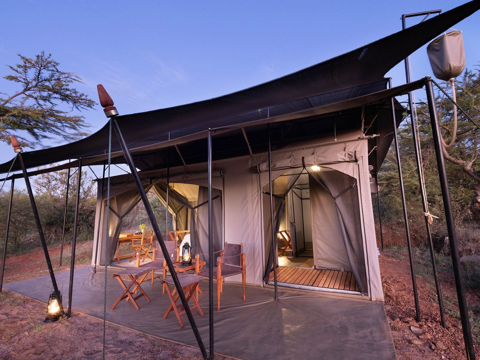Rondreis Kenia, Masai Mara National Reserve, Basecamp Wilderness, vooraanzicht questtent