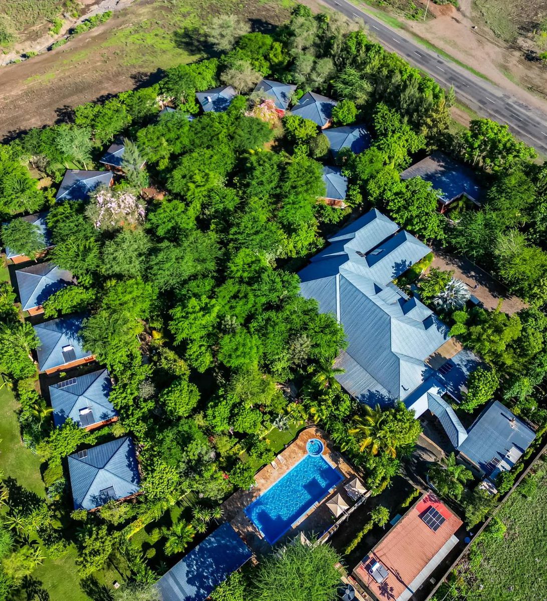 Rondreis Tanzania, Arusha, Planet Lodge, bovenaanzicht