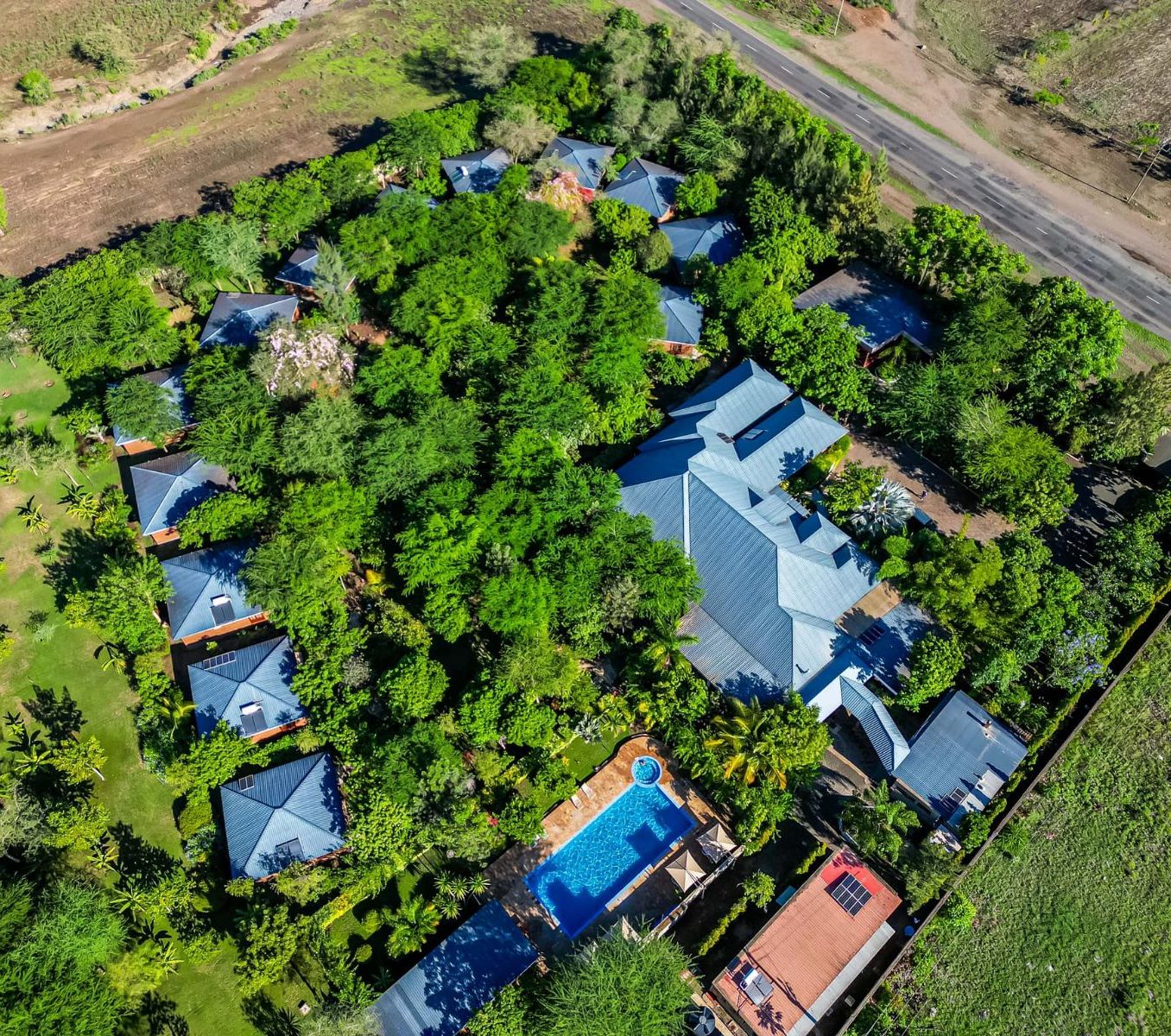 Rondreis Tanzania, Arusha, Planet Lodge, bovenaanzicht