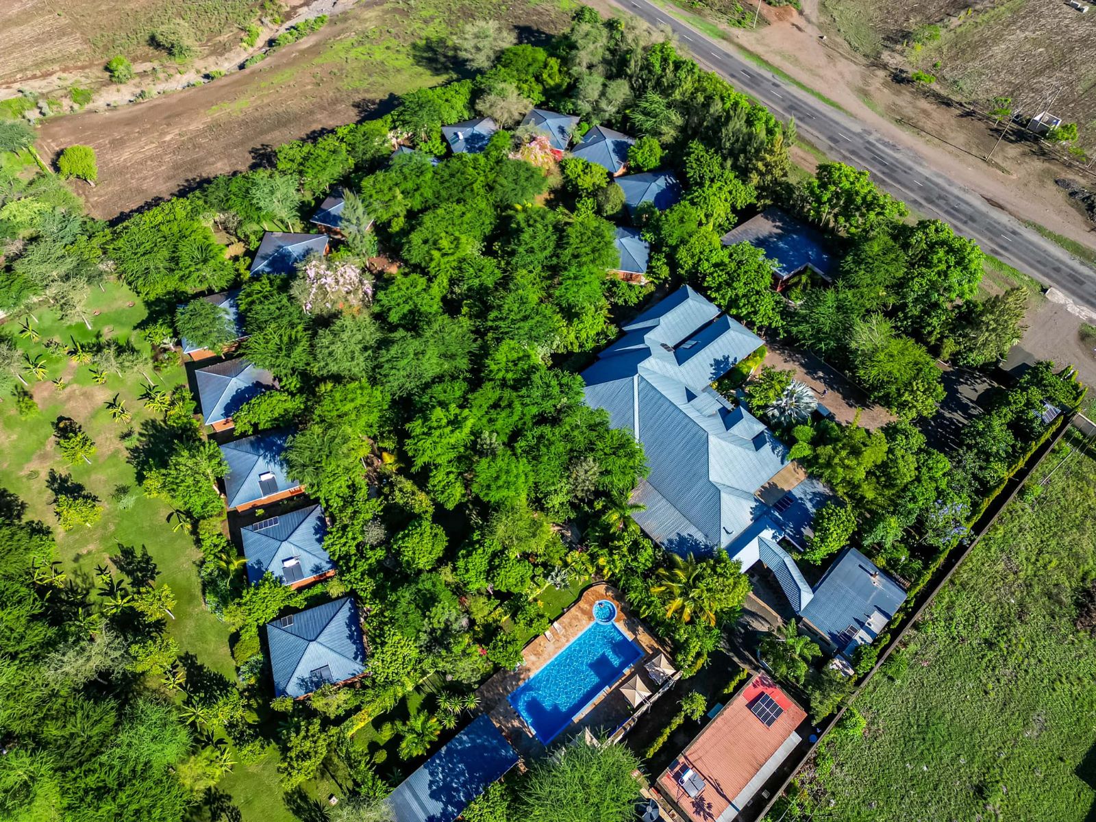 Rondreis Tanzania, Arusha, Planet Lodge, bovenaanzicht