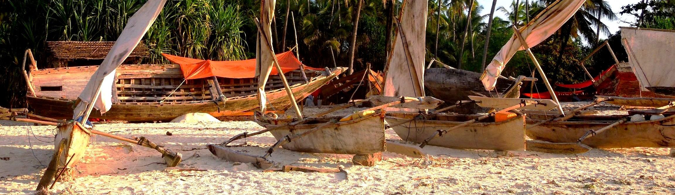 Rondreis Tanzania, Zanzibar, boten op het strand