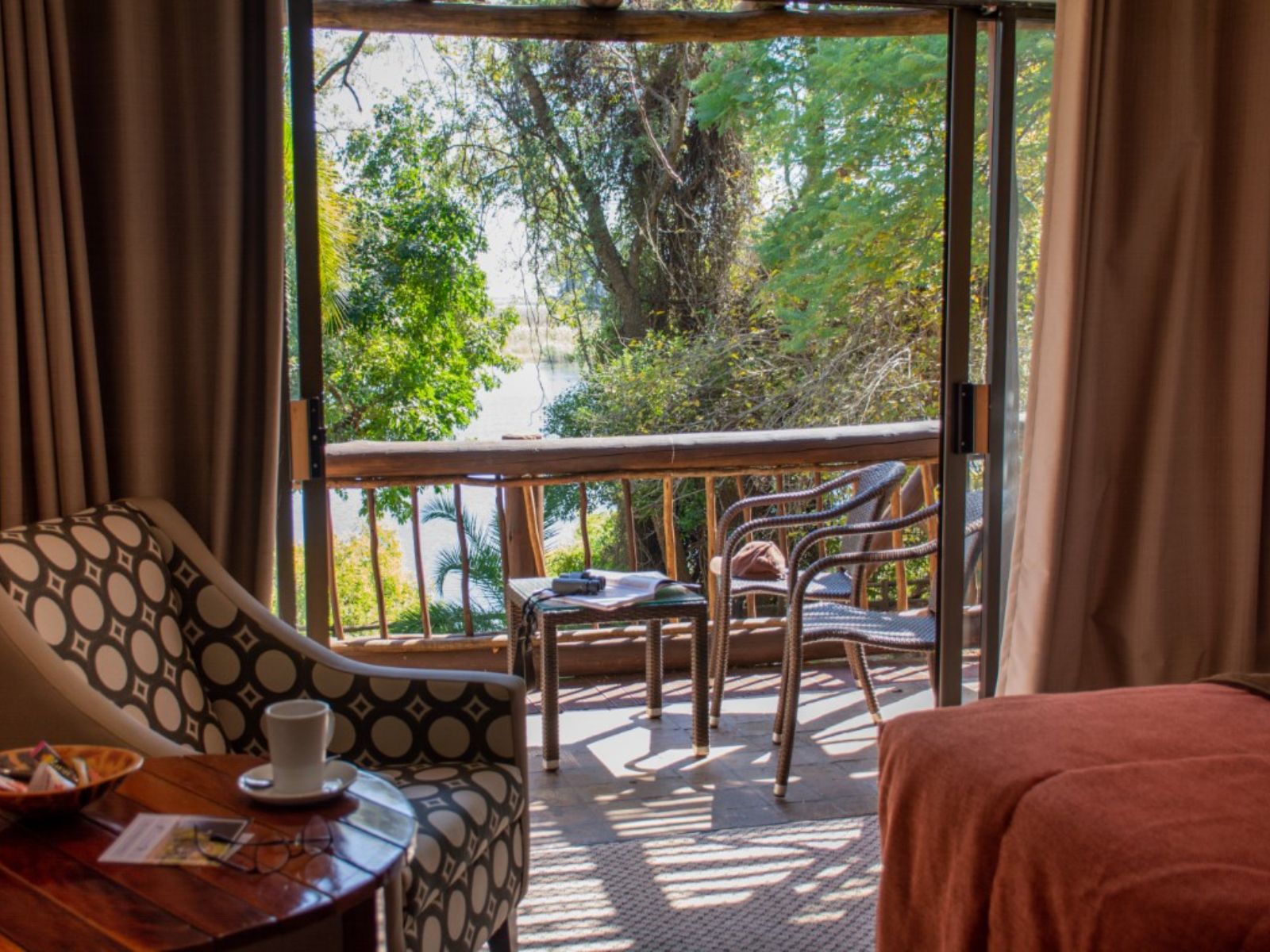 Rondreis Botswana, Chobe NP, Chobe Safari Lodge, balkon