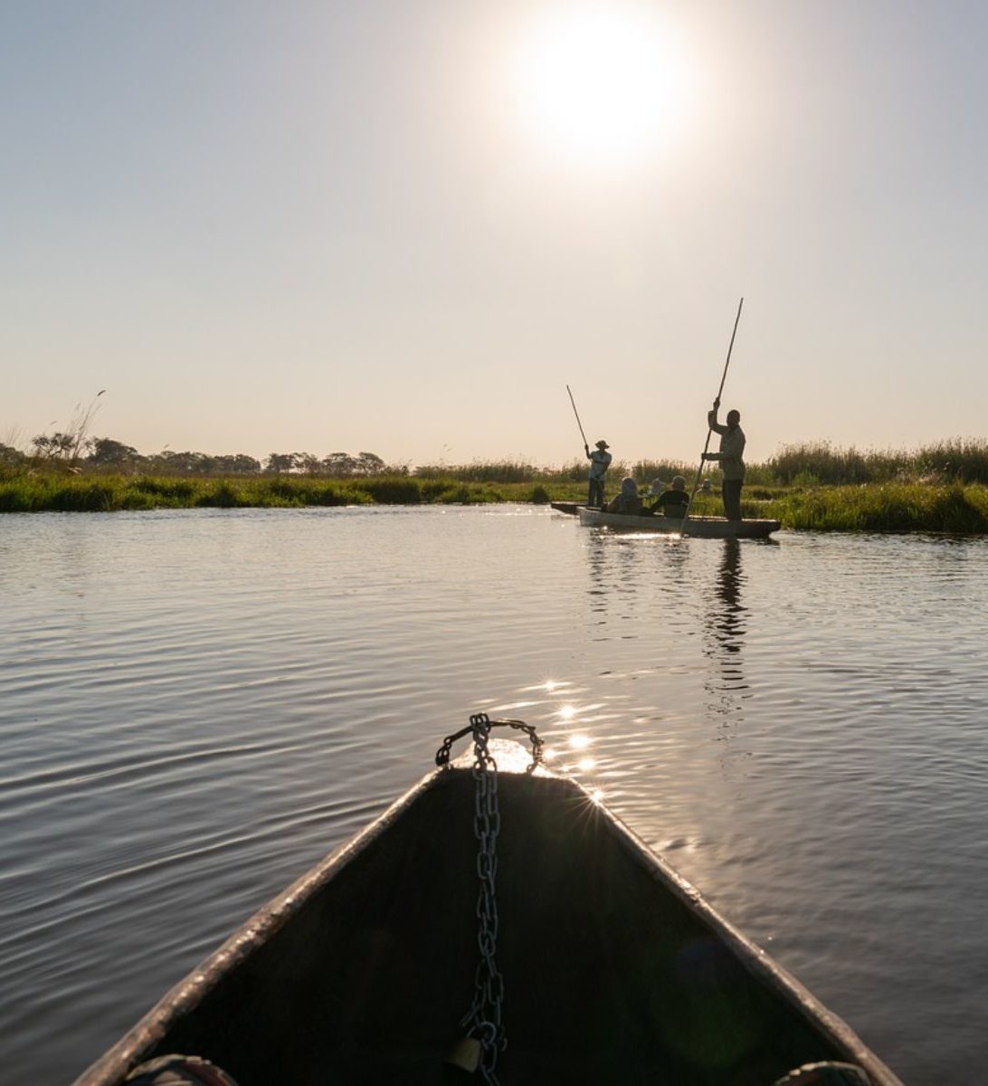 Rondreis Botswana, Okavango Delta, varen in een mokoro