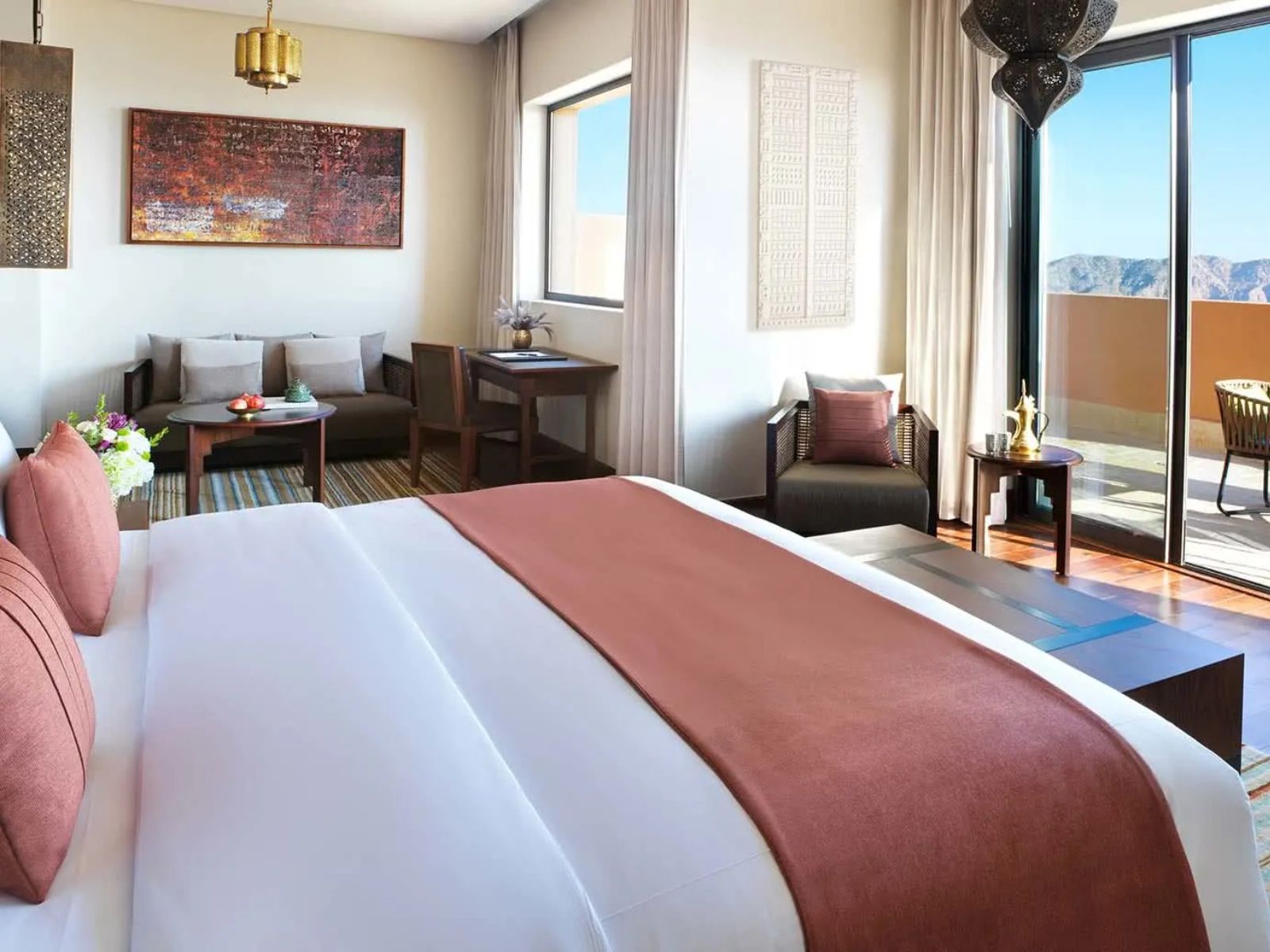 Rondreis Oman, Jebel Akhdar, Anantara, tweepersoonskamer met uitzicht