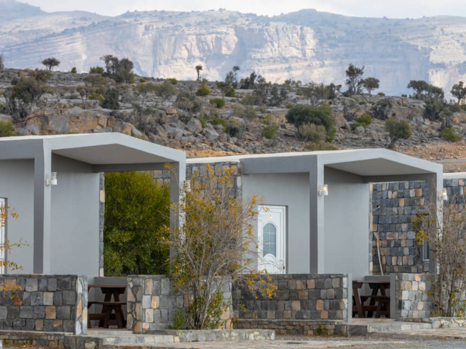 Rondreis Oman, Jebel Shams, Jebel Shams Resort, buitenaanzicht verblijf
