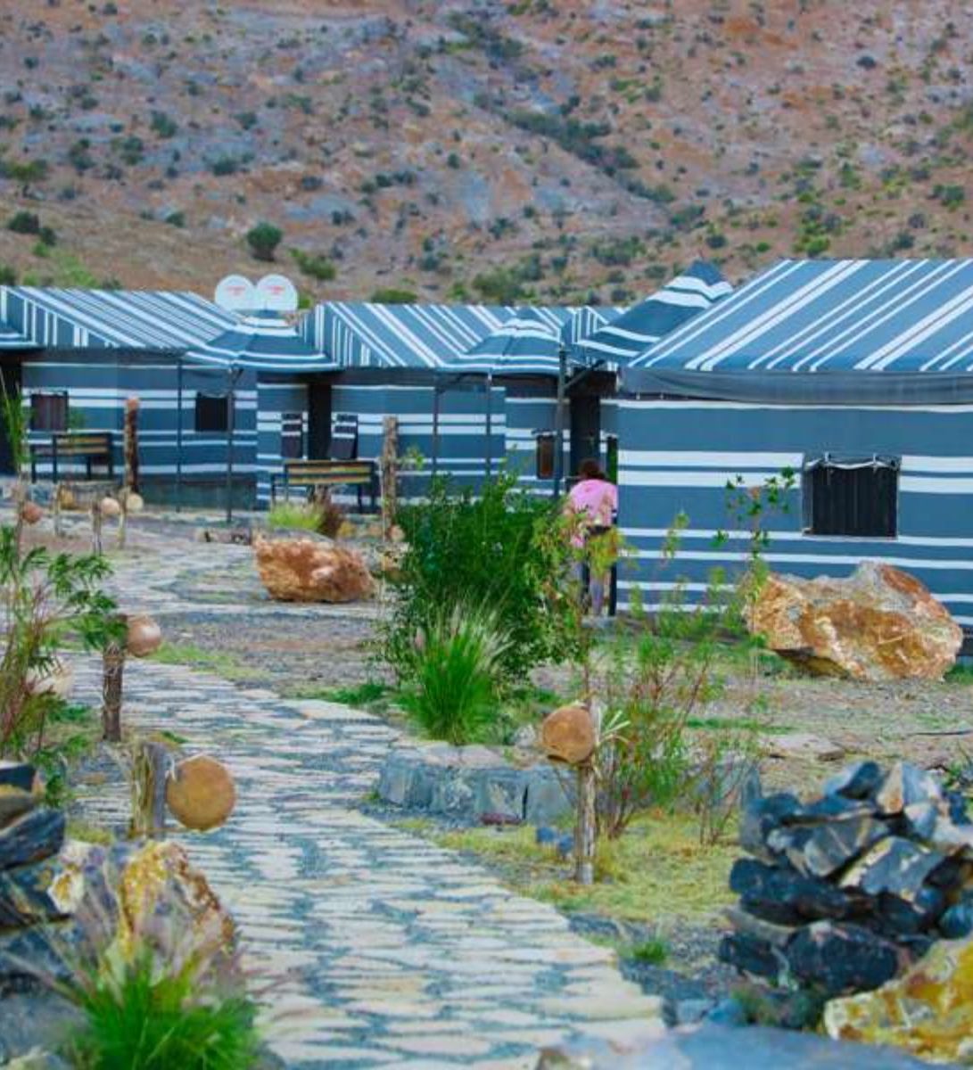 Rondreis Oman, Jebel Shams, Sama Heights Resort, buitenaanzicht verblijf