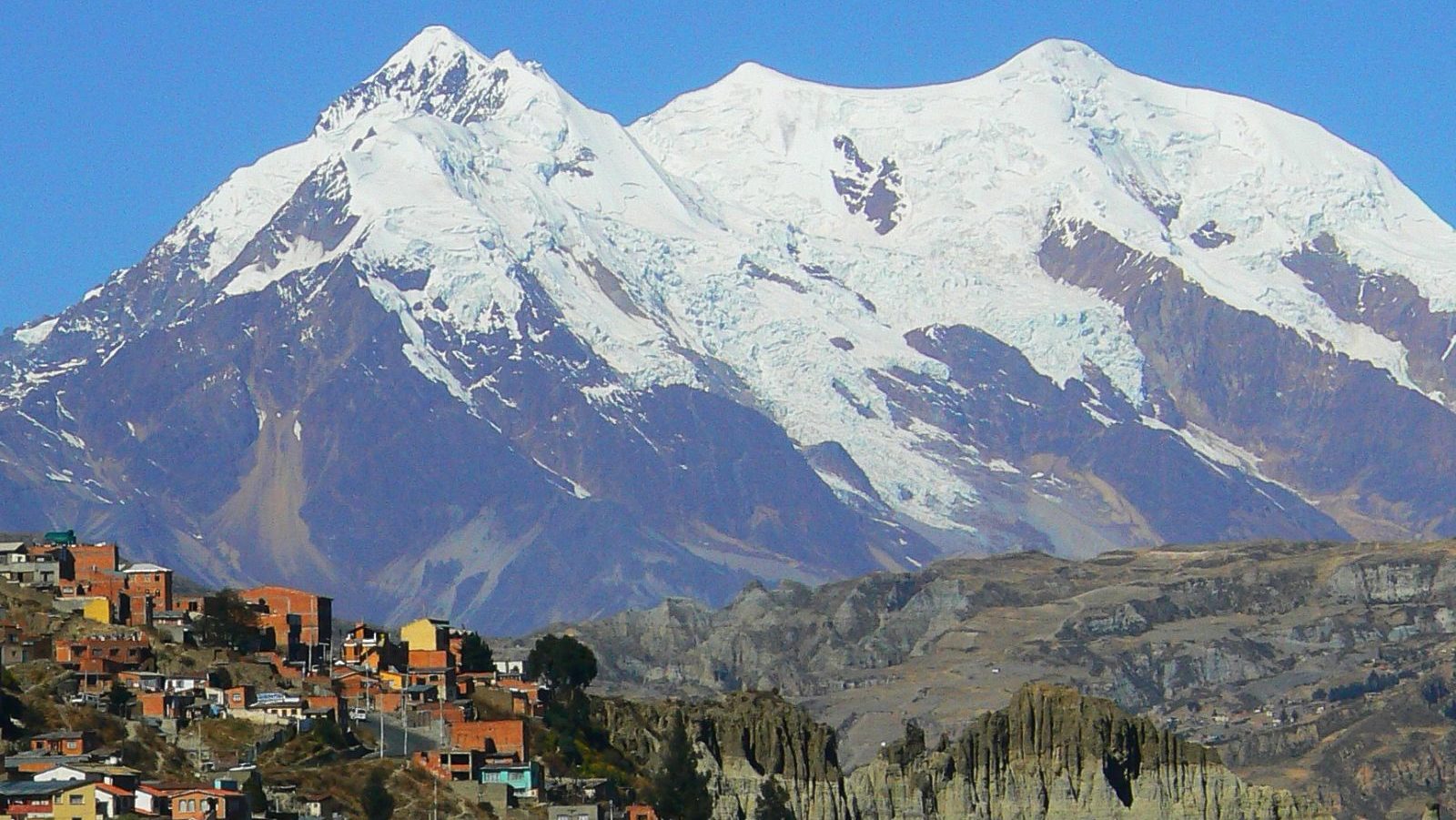 Rondreis Bolivia, La paz, uitzicht berg