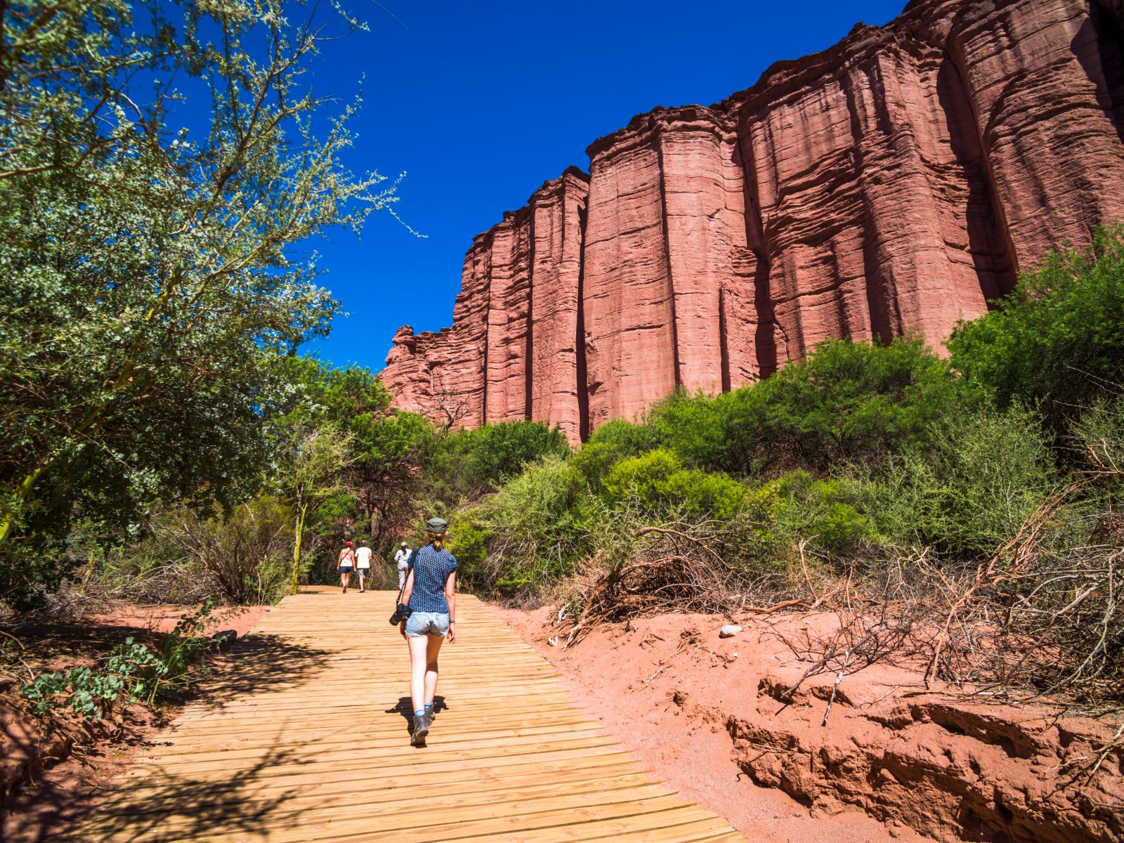 Rondreis Argentinië, Talampaya National Park,Tourist at Talampaya Gorge
