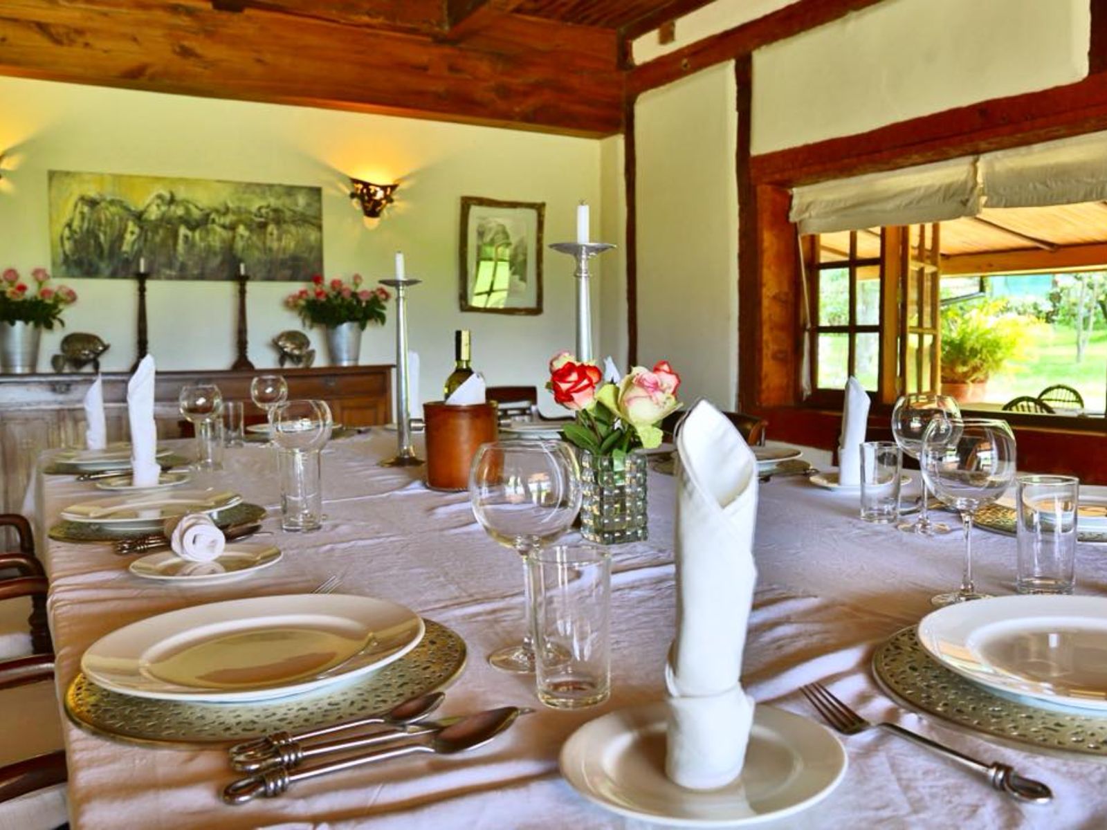 Rondreis Kenia, Nanyuki, Mukima House, eettafel