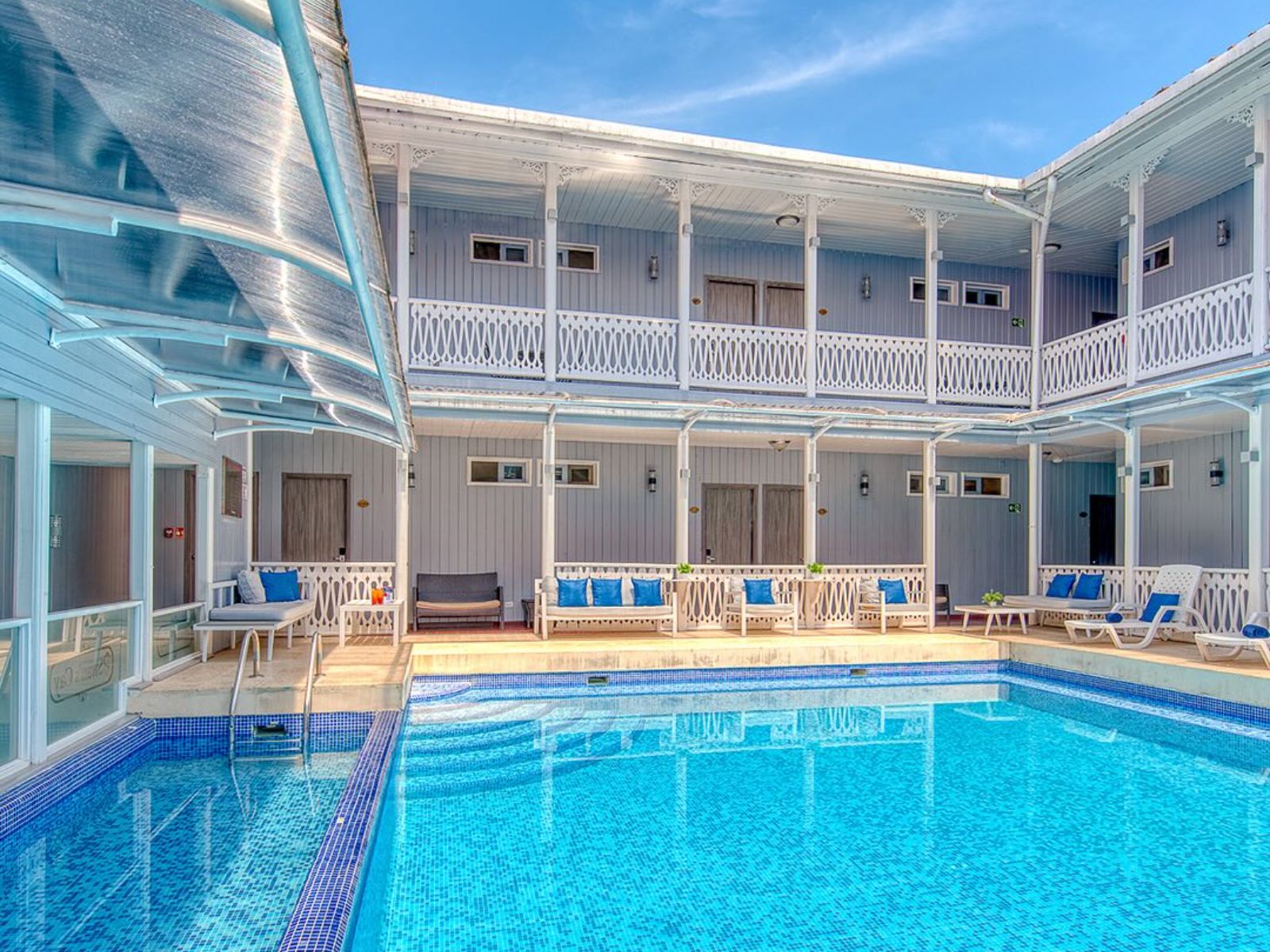 Rondreis Panama, Bocas del Toro, Hotel Swan's Cay, zwembad