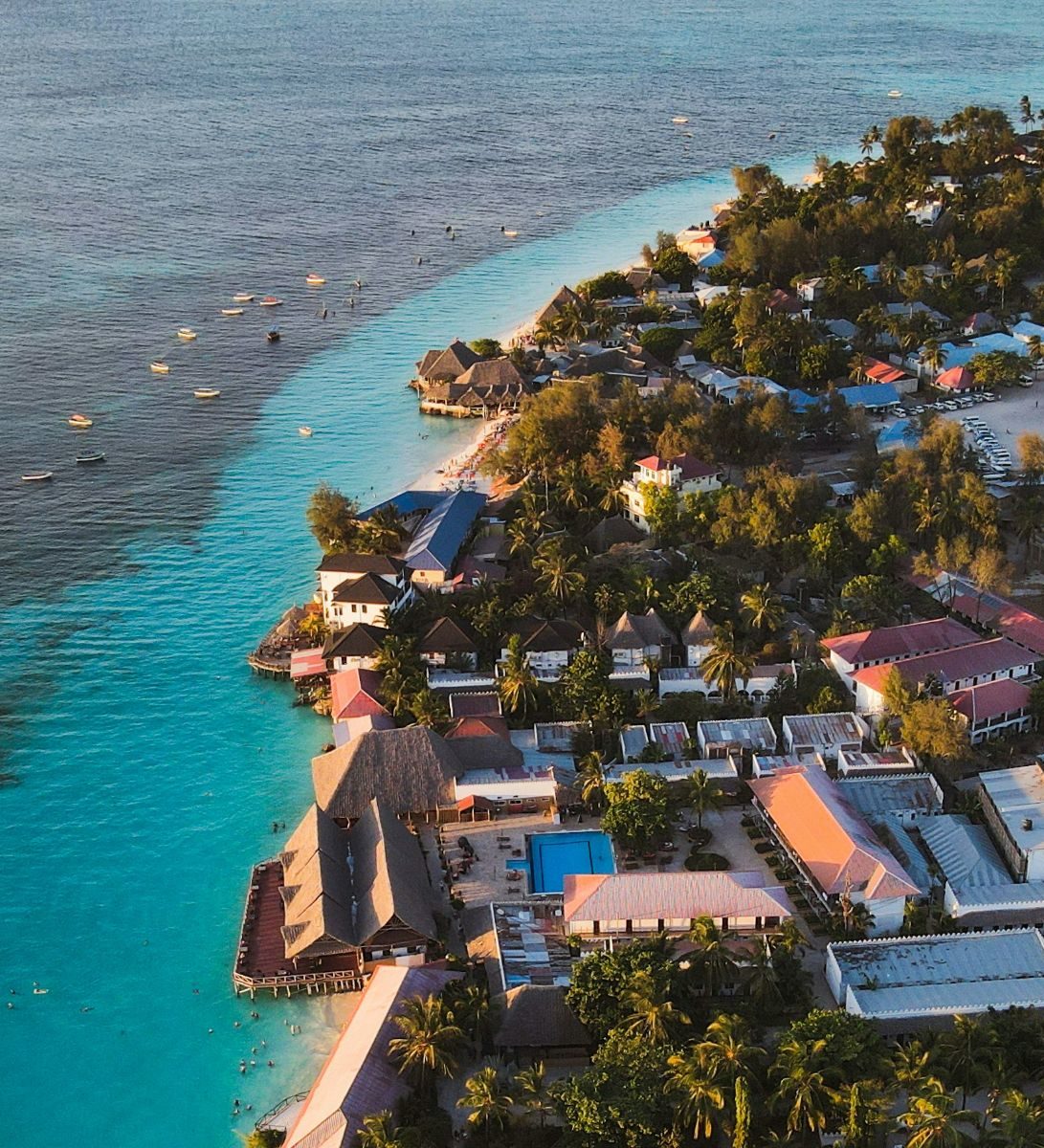 Rondreis Tanzania, Zanzibar, bovenaanzicht stad