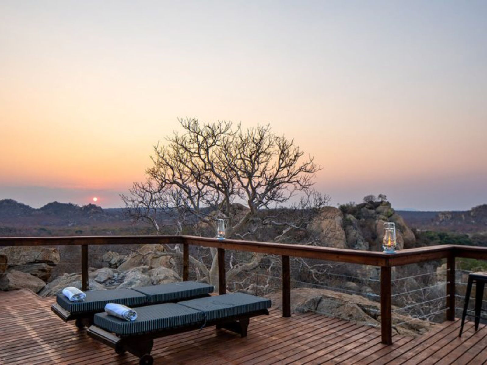Rondreis Zuid-Afrika, Abelana Game Reserve, uitzicht zonsondergang
