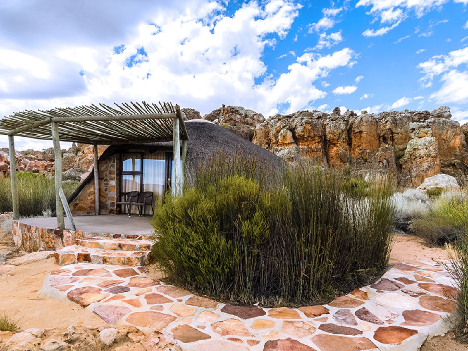 Rondreis Zuid-Afrika, Kagga Kamma, Kagga Kamma Nature Reserve, hut buitenaanzicht