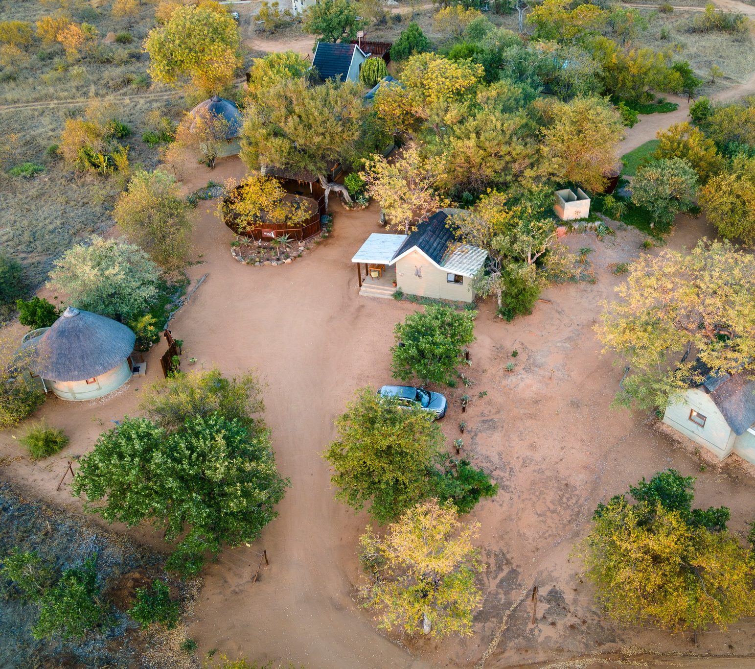 Rondreis Zuid-Afrika, Kruger-Klaserie Private Nature Reserve, Africa on Foot, bovenaanzicht verblijf