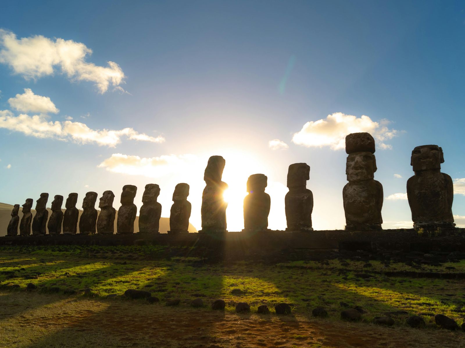 Rondreis Chili, Paaseiland, Moai zonsondergang