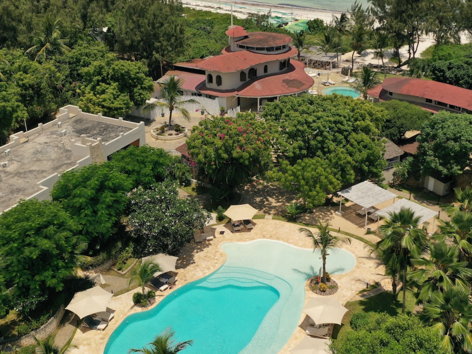 Rondreis Kenia, Watamu, Kobe Suite Resort, bovenaanzicht resort