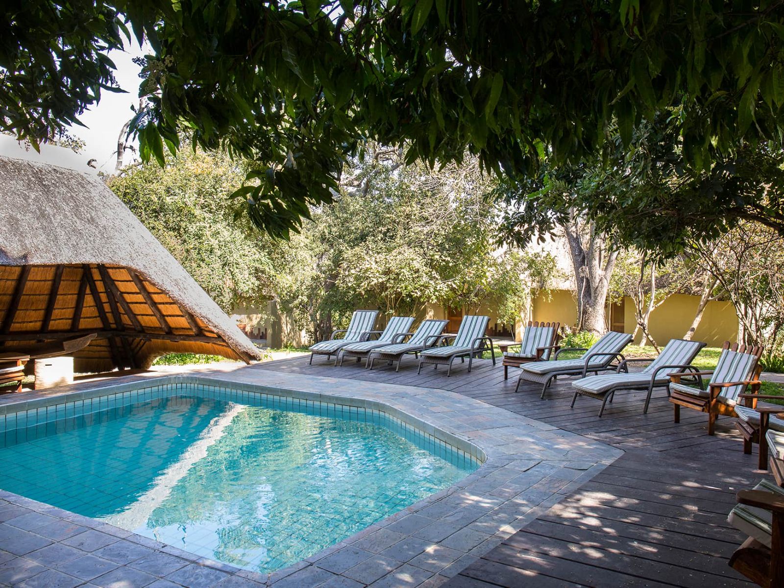 Rondreis Namibië, Caprivi, Namushasha River Lodge, zwembad