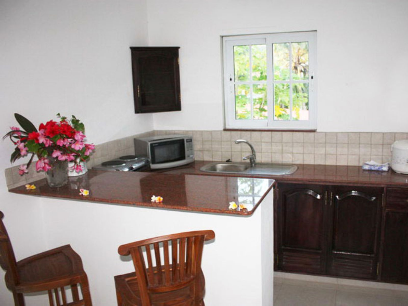 Rondreis Seychellen, Mahé, Bord Mer Villa, keuken
