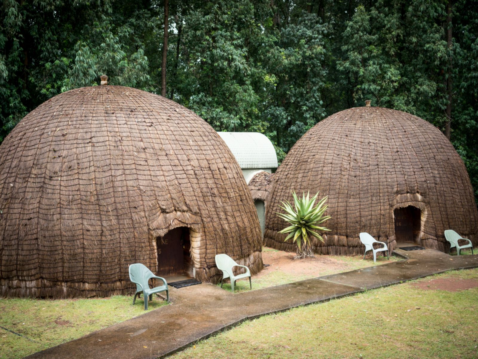 Rondreis Zuid-Afrika, Lobamba, Milwane Bee-Hive, buitenaanzicht lodge