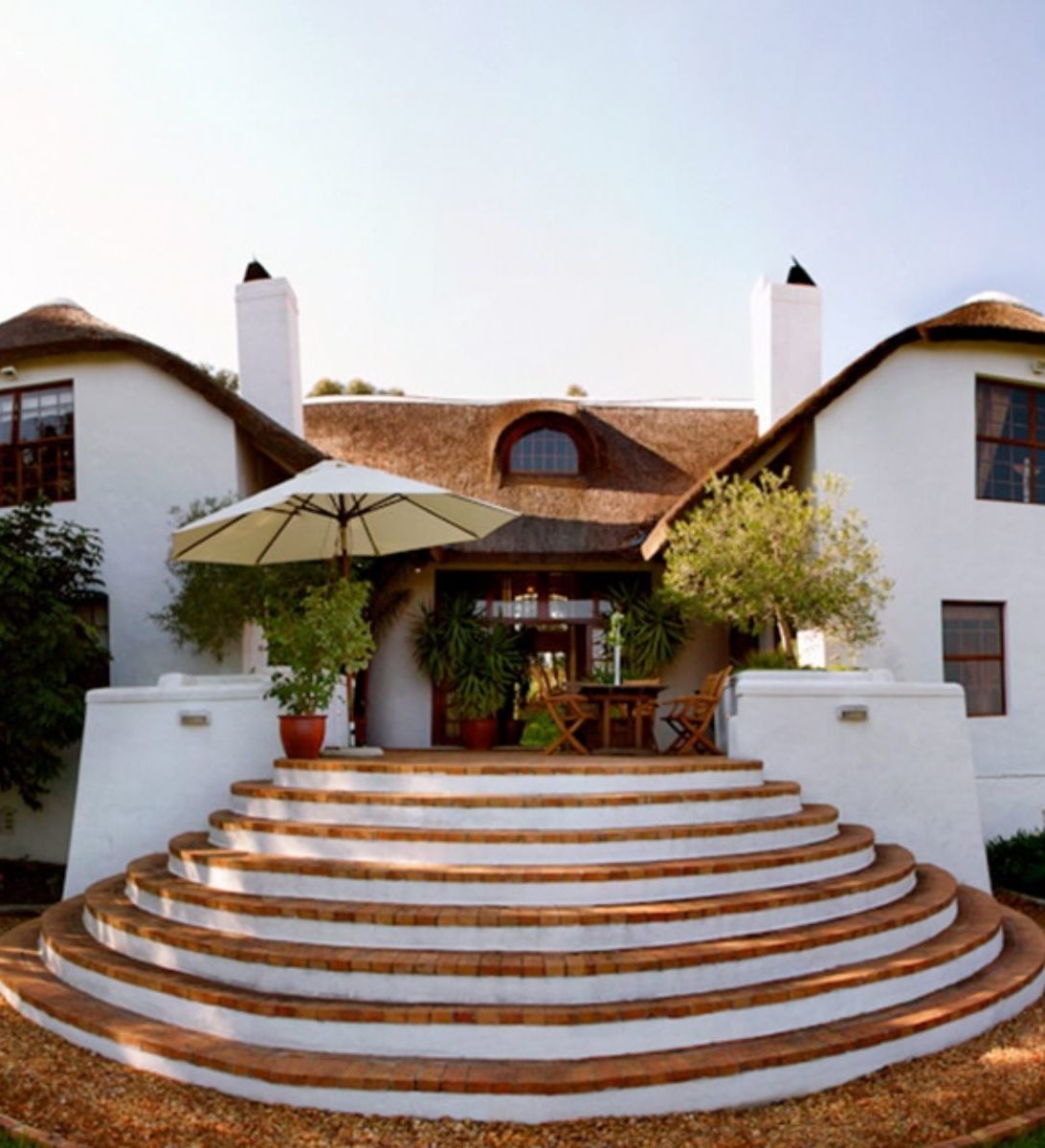 Rondreis Zuid-Afrika, Stellenbosch, Marianne Wine Estate, vooraanzicht accommodatie