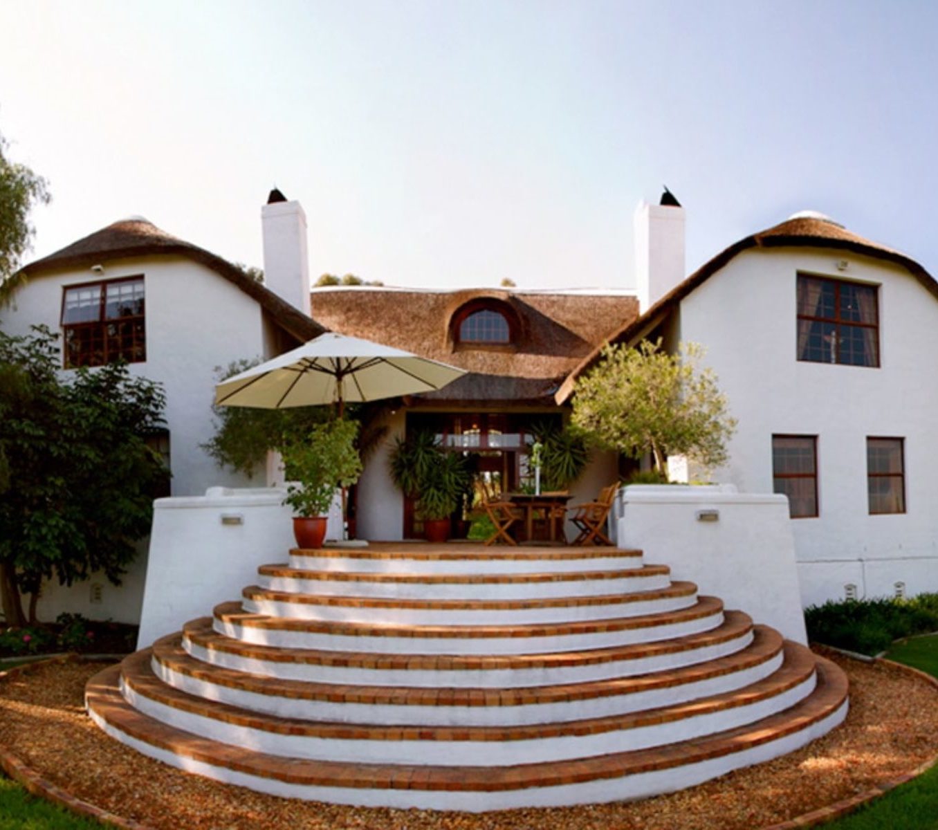 Rondreis Zuid-Afrika, Stellenbosch, Marianne Wine Estate, vooraanzicht accommodatie