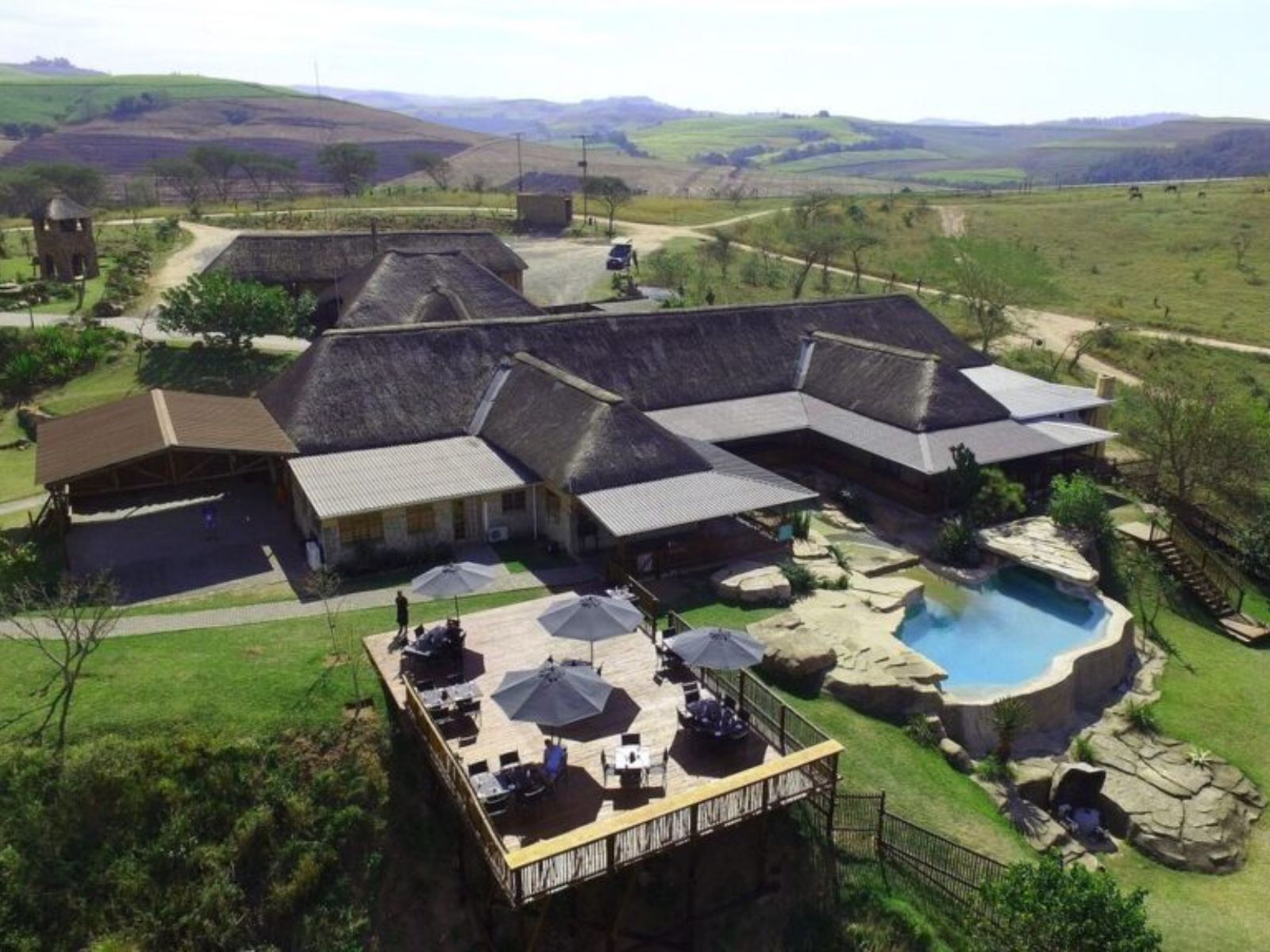 Rondreis Zuid-Afrika, Umhlanga, Rain Farm Game Lodge & Spa, bovenaanzicht Rain Farm