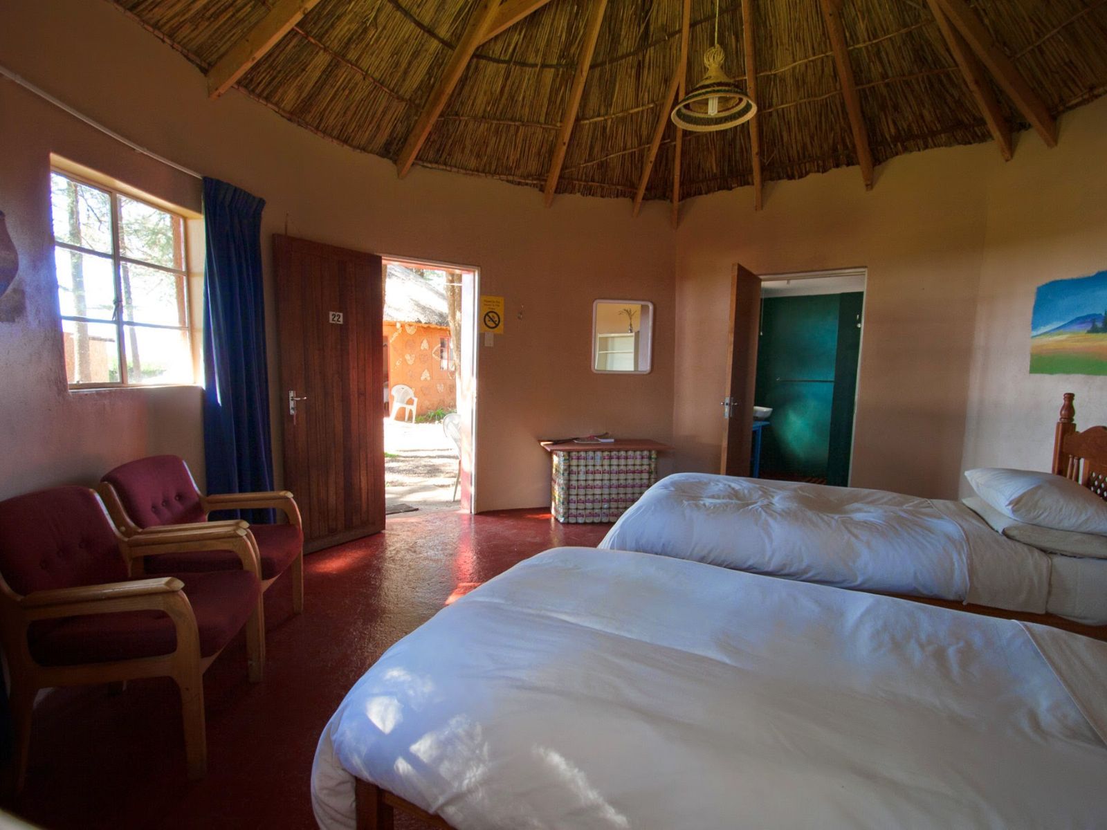 rondreis zuid afrika, lesotho, malealea lodge, twin bedden