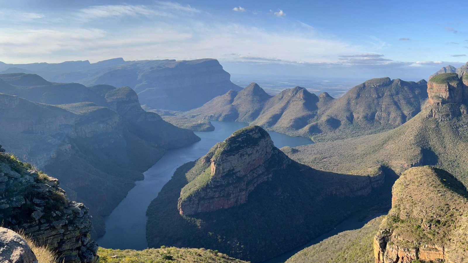 Rondreis Zuid-Afrika, Panoramaroute, Drie Rondavels viewpoint met uitzicht over Blyde River Canyon