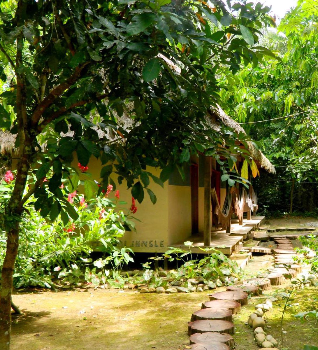 rondreis-bolivia-rurrenabaque-madidi-jungle-ecolodge-chalet-van-buiten