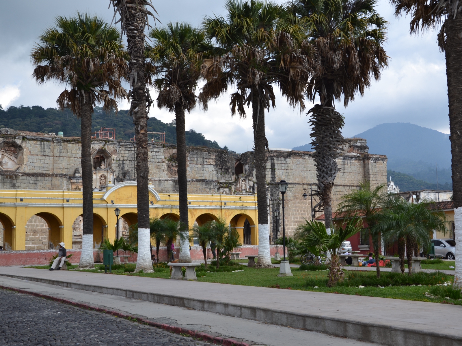 Rondreis Guatemala, Antigua, palmbomen en centrum