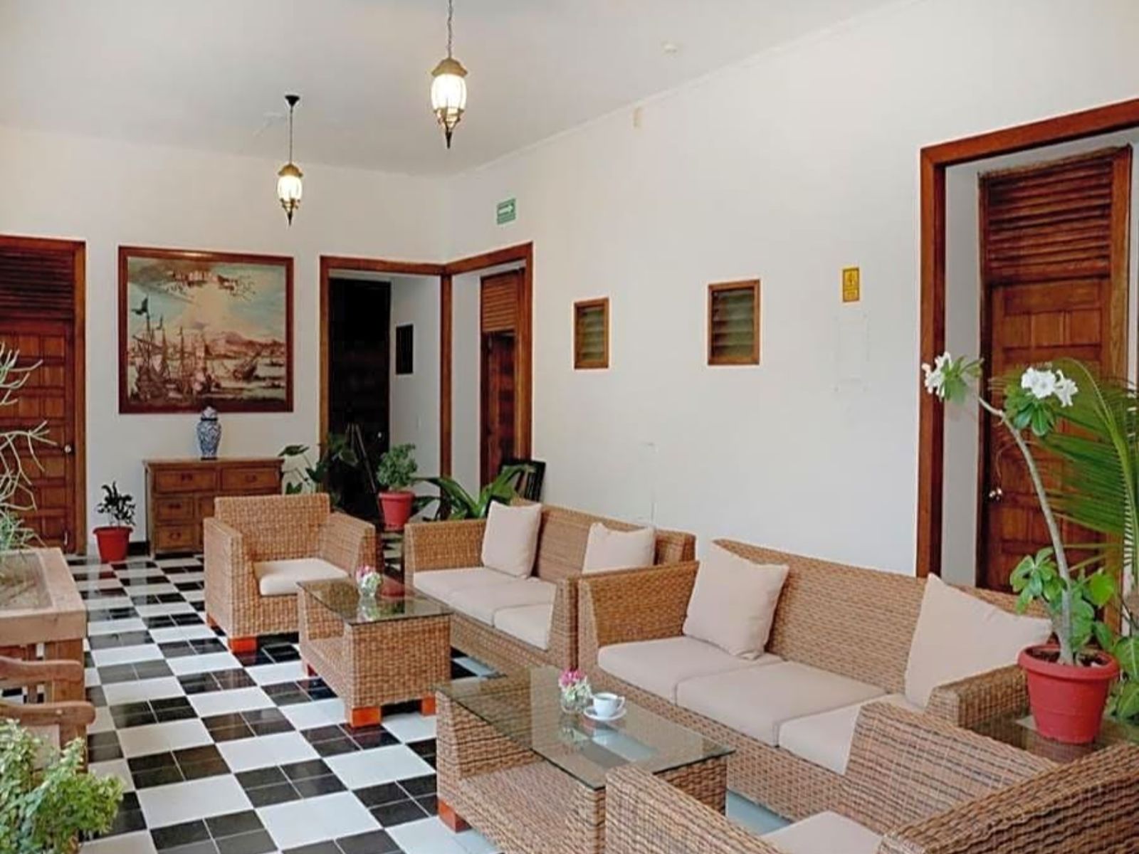 Rondreis Mexico, Campeche, Mision Campeche, lobby zitjes