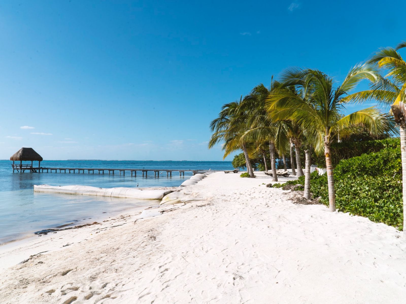 Rondreis Mexico, Isla Mujeres, strand met palmbomen en zee