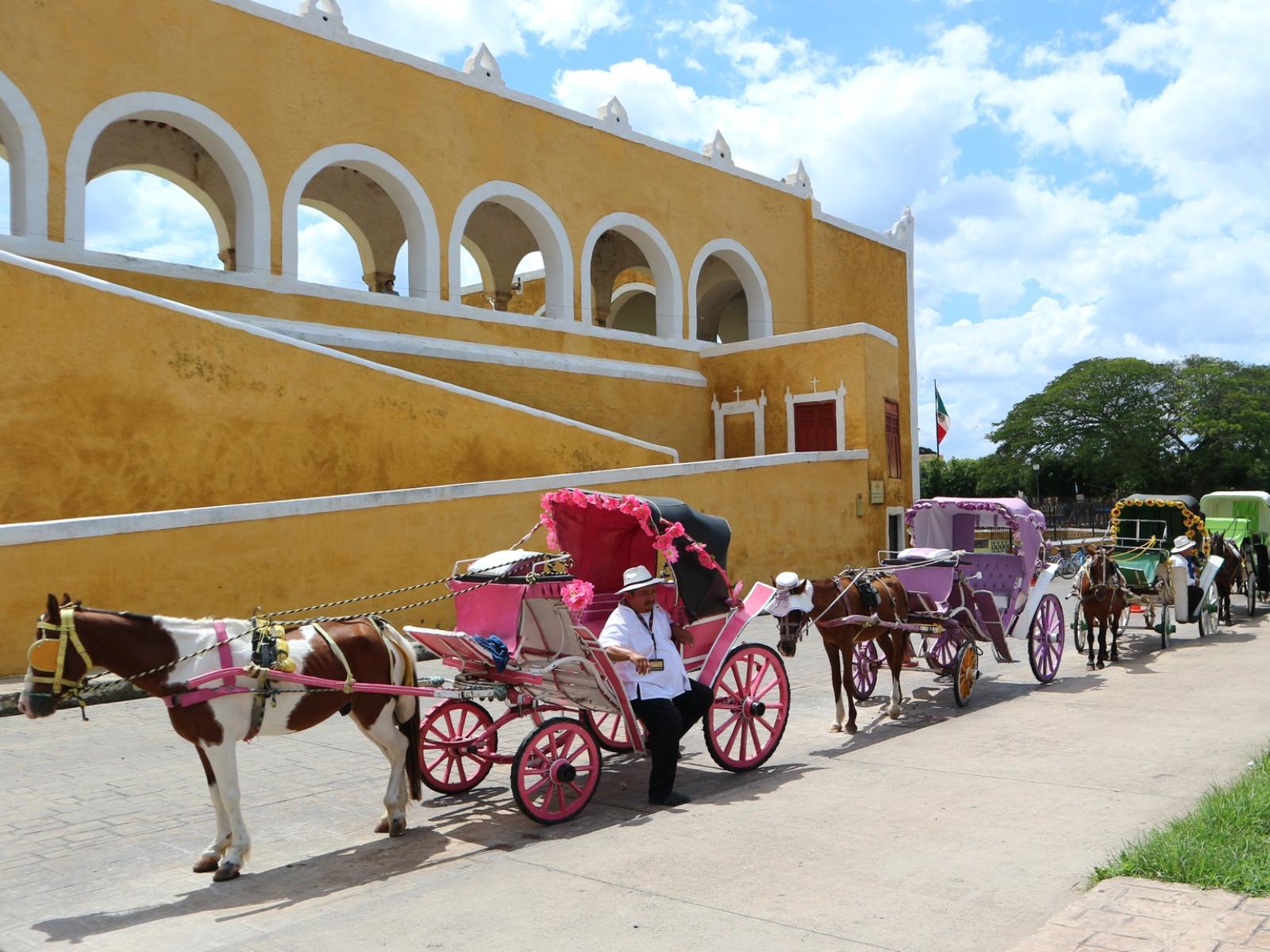 Rondreis Mexico, Izamal, kahlo, paardenkar