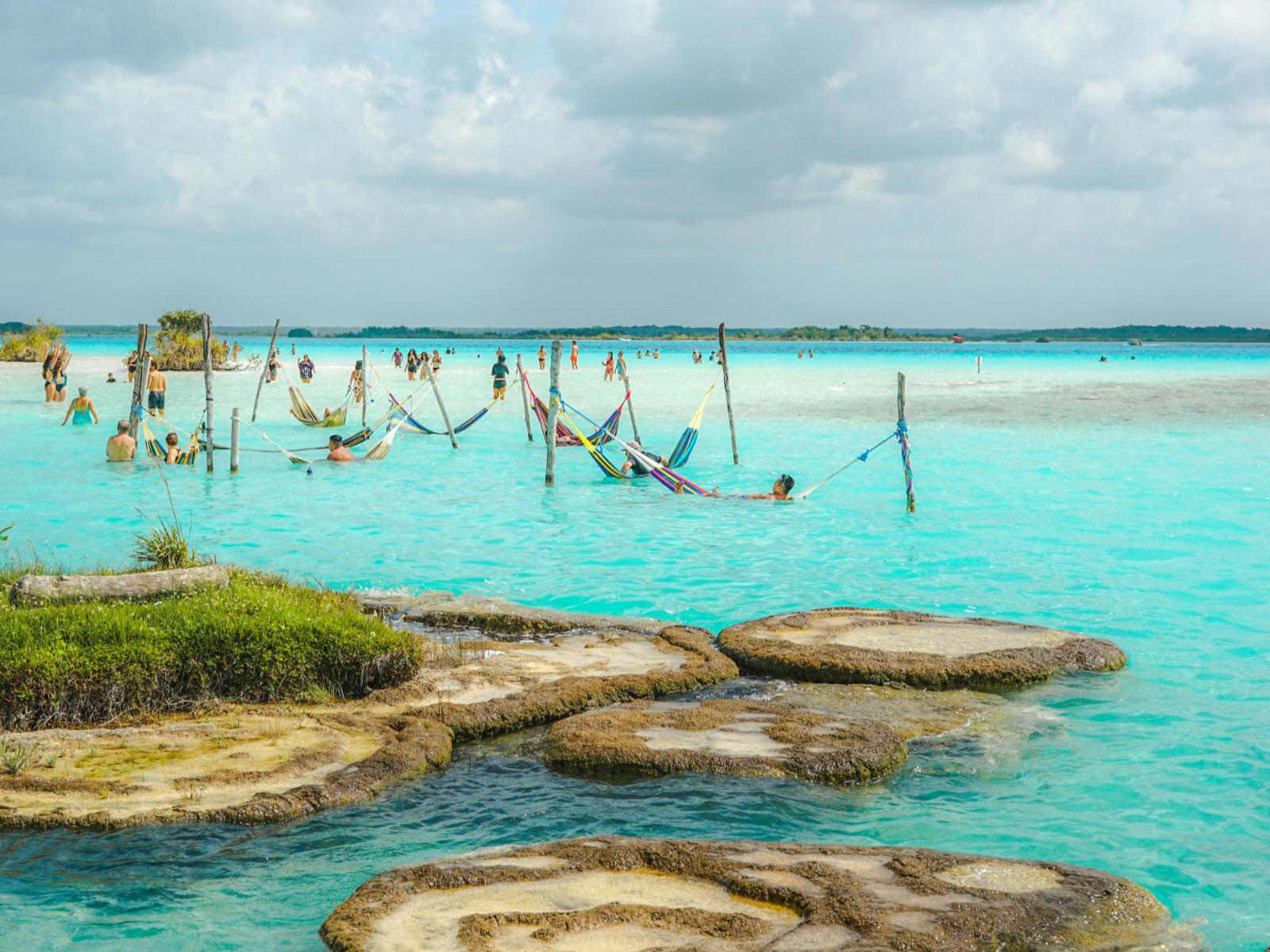 Rondreis Mexico, Laguna Bacalar, hangmatten
