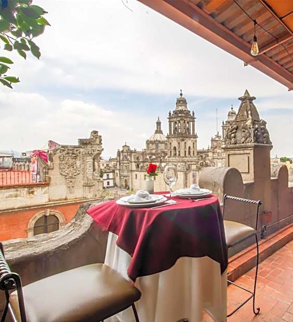 Rondreis Mexico, Mexico-Stad, Majestic Hotel, restaurant terras uitzicht stad