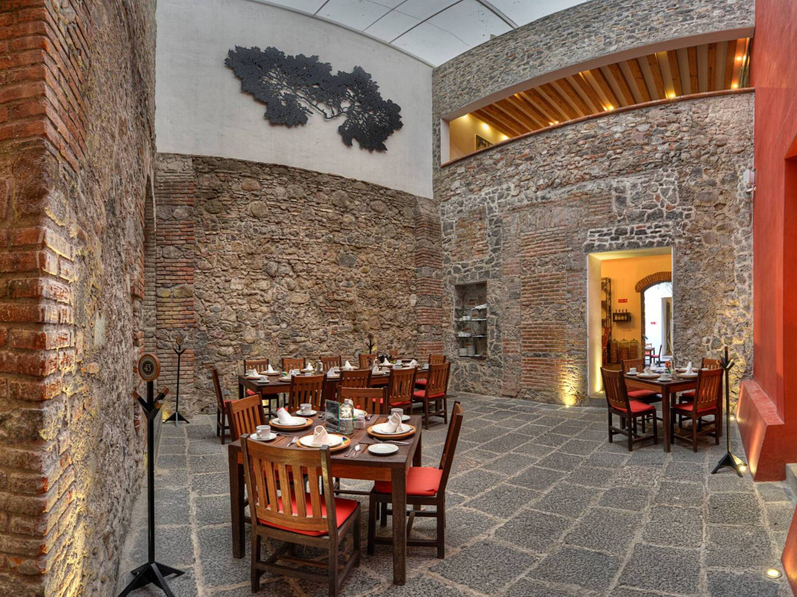 Rondreis Mexico, Puebla, Casareyna, restaurant terras 2