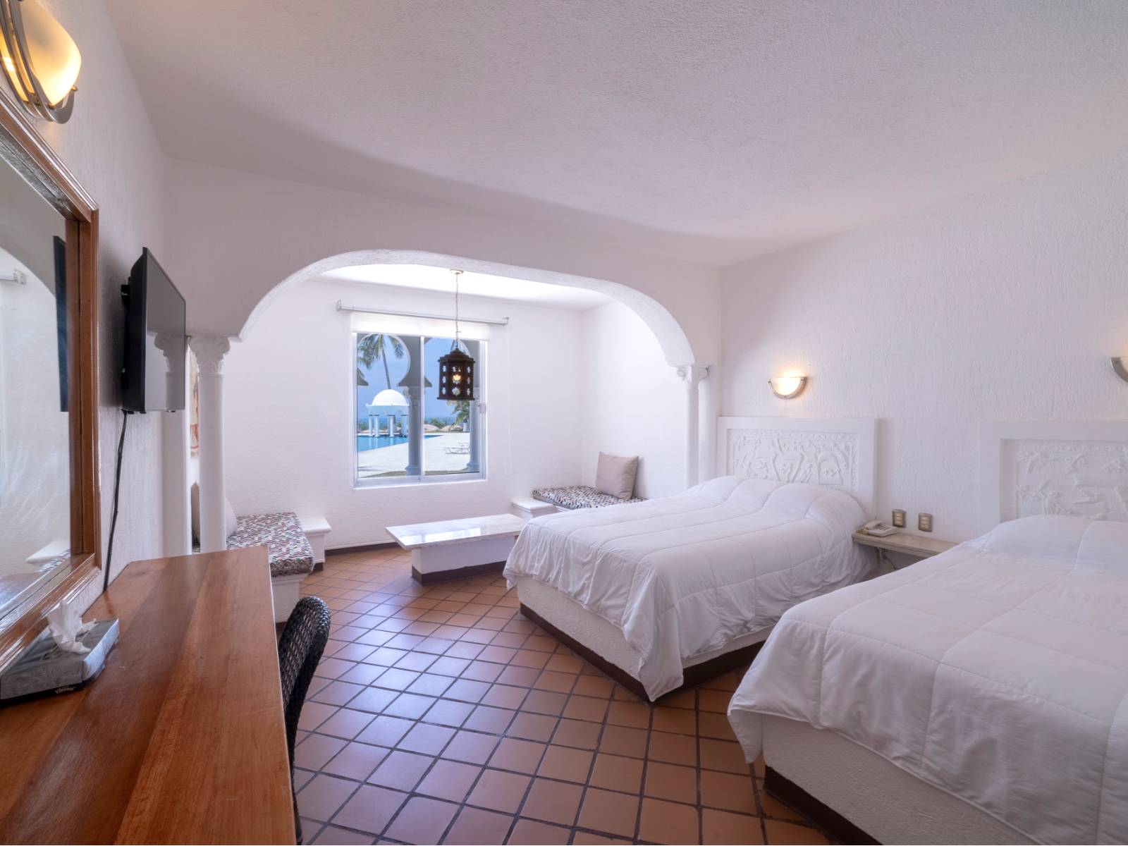 Rondreis Mexico, Puero Escondido, Aldea del Bazar, kamer bedden