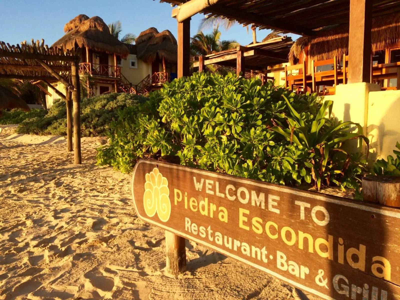 Rondreis Mexico, Tulum, Piedra Escondida, welkom sign