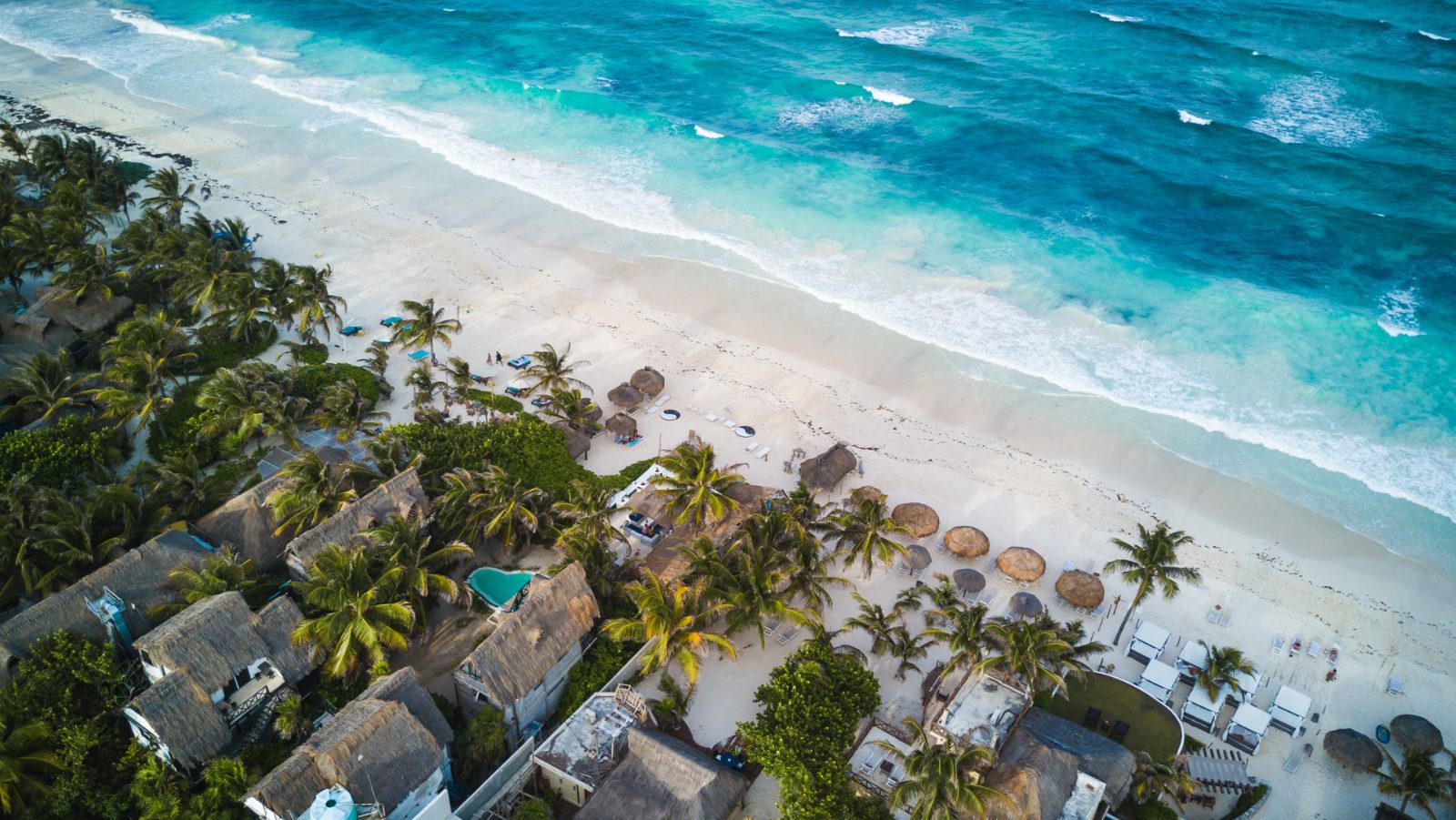 Rondreis Mexico, Tulum, strand van bovenaf