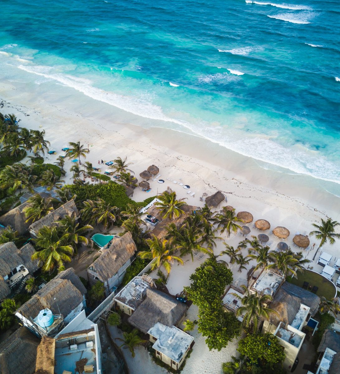 Rondreis Mexico, Tulum, strand van bovenaf