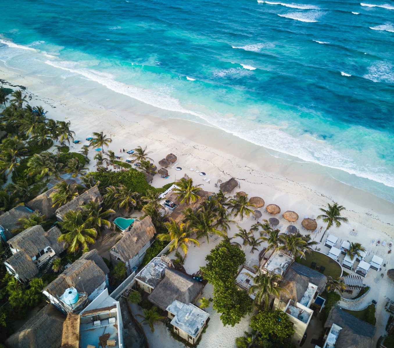 Rondreis Mexico, Tulum, strand van bovenaf